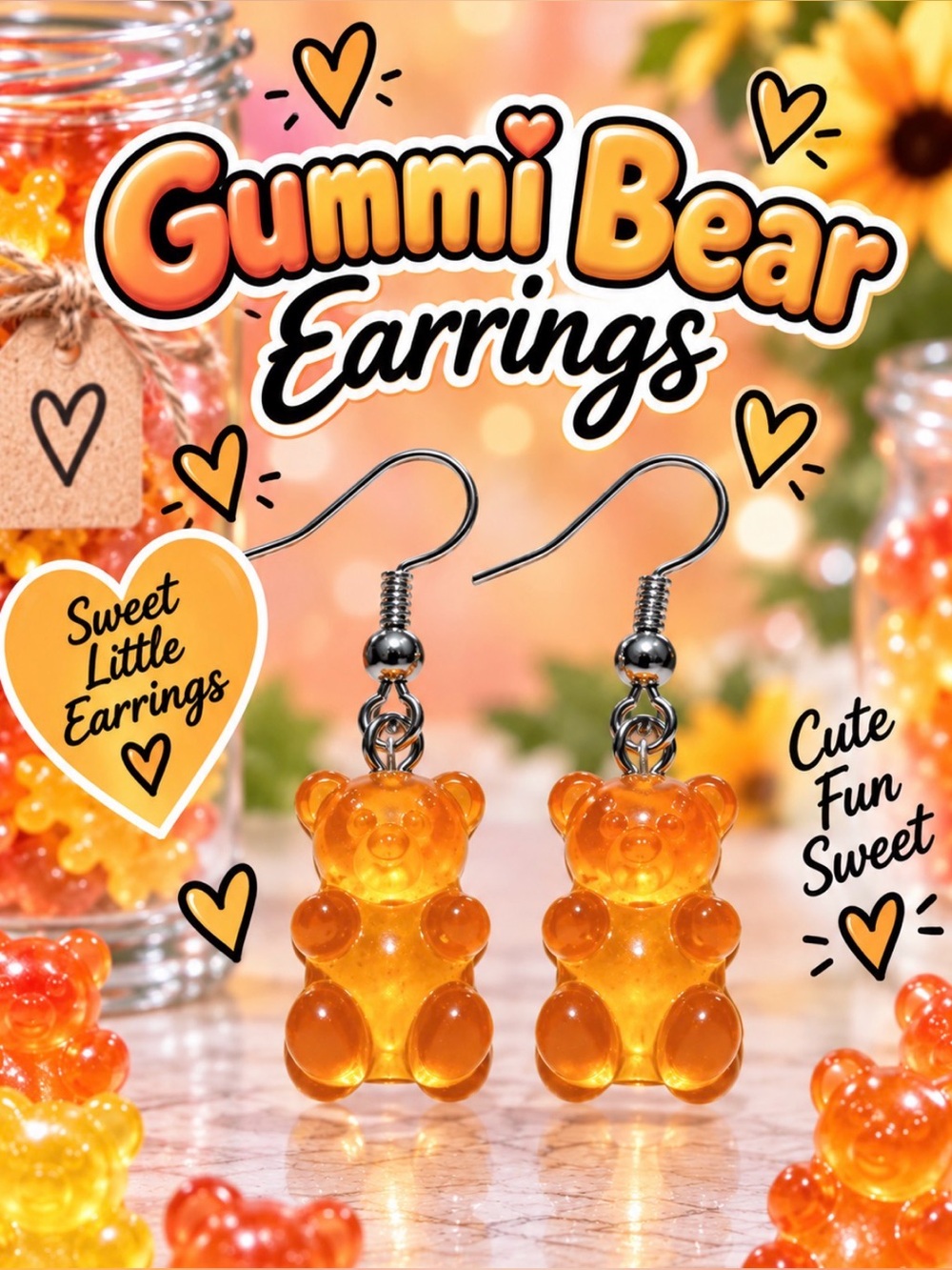 Gummi Bear Earrings - Orange